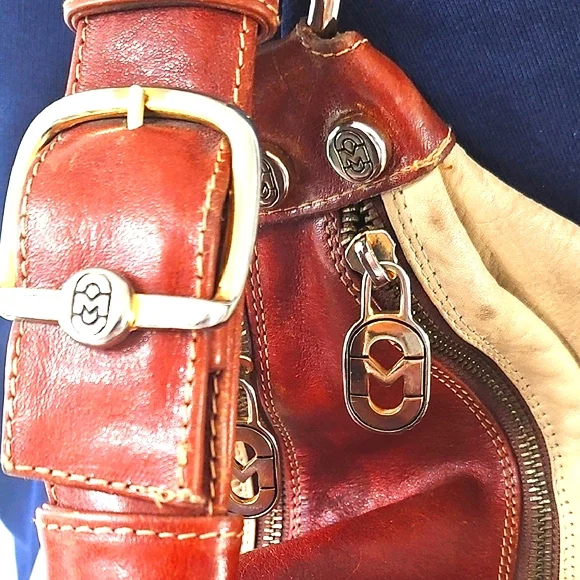 Marino Orlandi Brown and Tan Leather  Shoulder Bag Made In Italy. - Picture 3 of 14